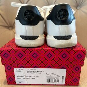 Tory Burch Howell Court Smooth Calf Sneakers - White and Navy